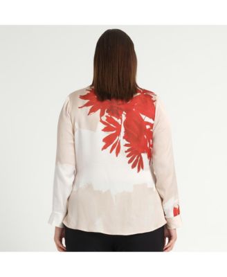 Plus Size Collared Long Sleeve Tops & Tees