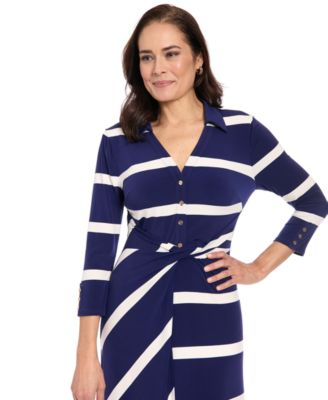 Petite Striped Collared Shirt Dress