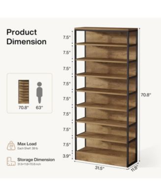 71" Tall Kitchen Pantry, 8-Tier Industrial Storage Etagere with Solid Back, Freestanding Pantry Organizer with Metal Frame