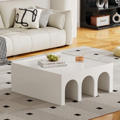 4-Tier Book Shelf Cabinet Coffee Table with Organizer Storage Shelves