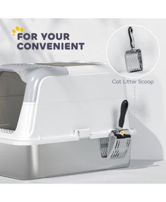 Stainless Steel Litter Box with Lid, Extra Large Cat Litter Box