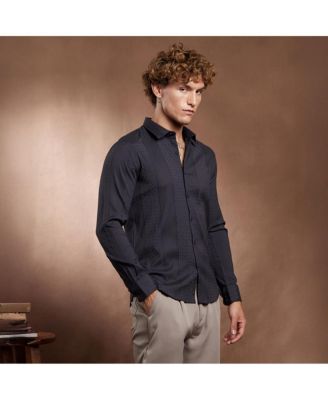 Men's Onyx Black Tactile-Panel Shirt