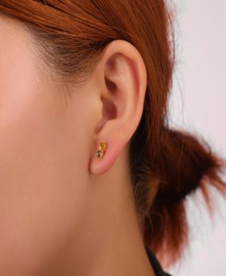 Yellow Topaz Crystal Post Stud 12Mm Crystal Post Hoop 3Pair Ear Set