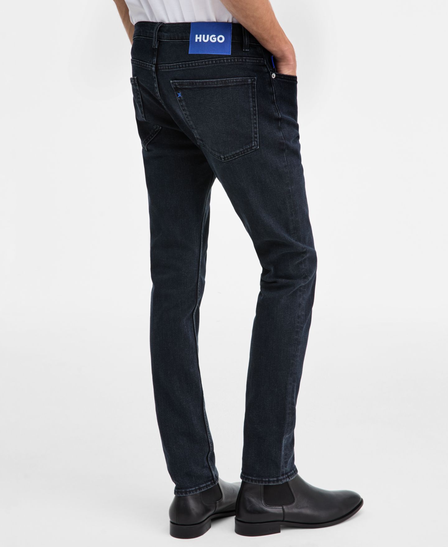Мужские джинсы Hugo Boss Hugo by Zane 5-Pocket Regular-Fit, цвет: Тёмный синий — фото 4