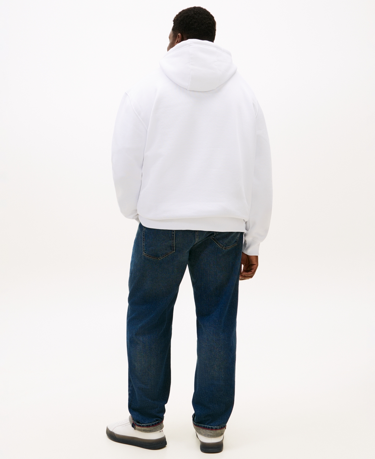 Tommy Hilfiger Men's Big & Tall Embroidered Flag Hooded Sweatshirt In White