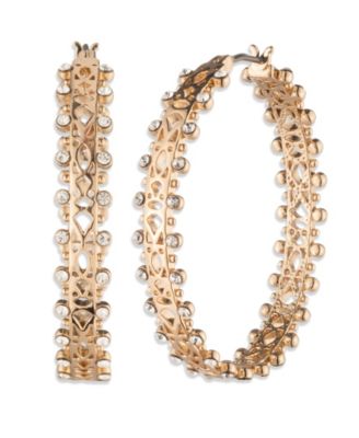 Marchesa - Glass Stone Gold-Tone Drama Crystal Hoop Earrings