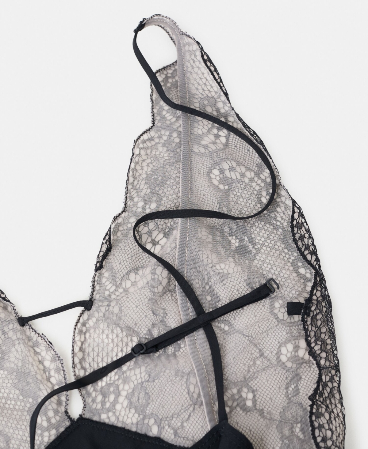 Mango X Kaia Gerber Lace Combo Bodysuit In Black