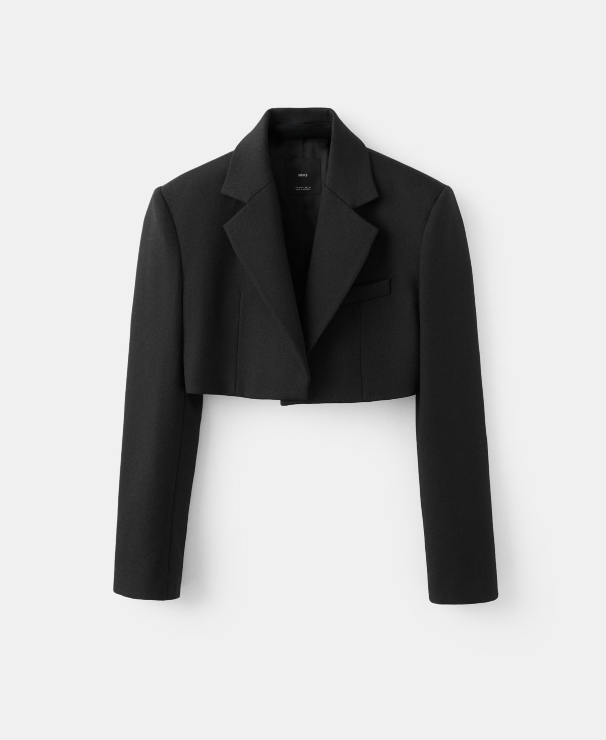 Mango Blazer De Costume Laine Crop Noir - Femme - Xl -  In Black