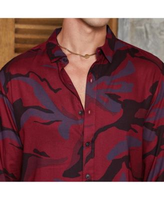 Men's Crimson Red Flowing Vines Shirt