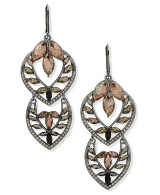 lonna & lilly - Hematite-Tone Cluster Double Drop Earrings