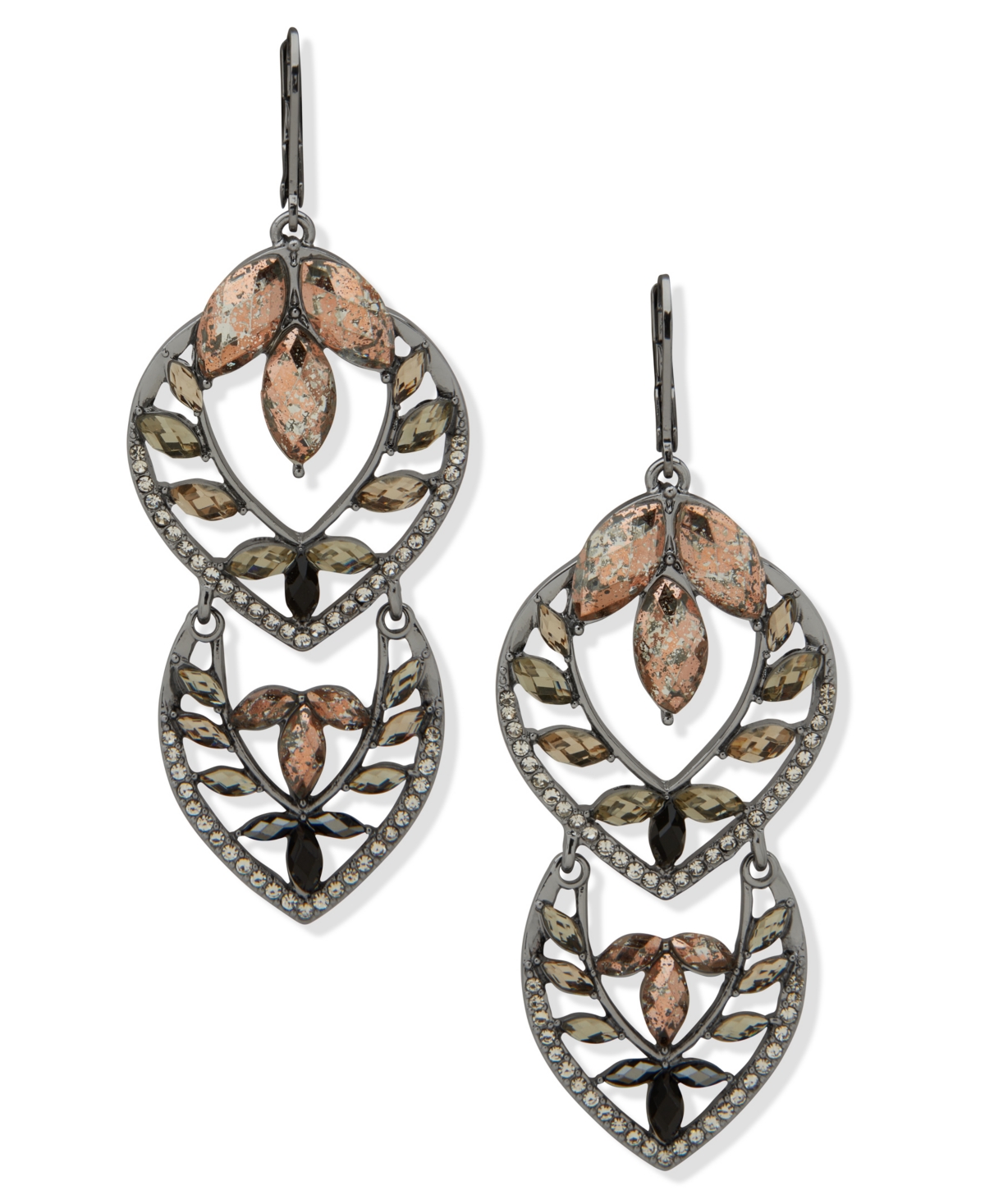 lonna & lilly Hematite-Tone Cluster Double Drop Earrings