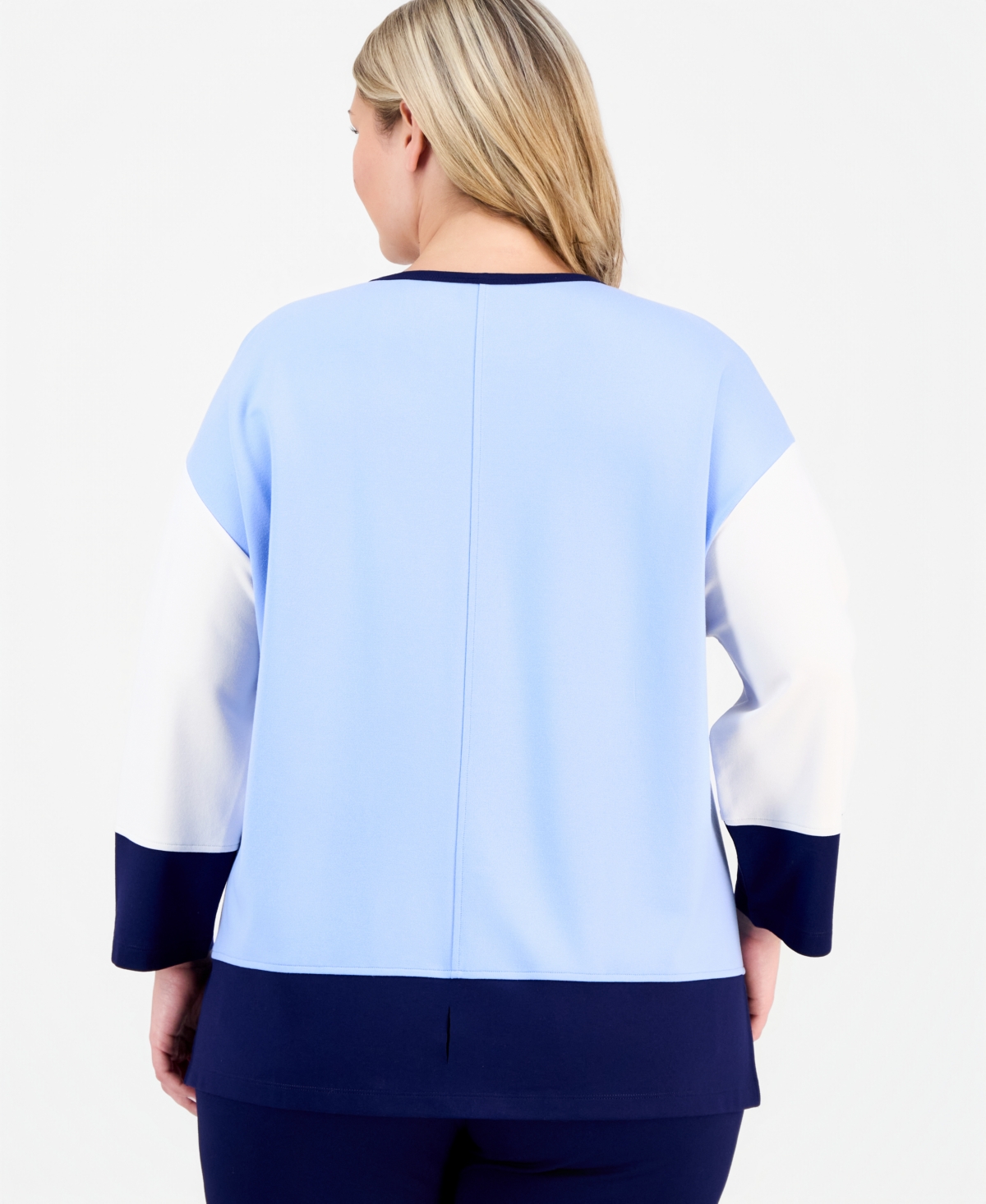 Jones New York Plus Size Colorblock Dolman-sleeve Top In Blue