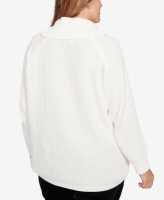 Plus Size Solid Long Sleeve Chenille Knit Cable Pullover Sweater