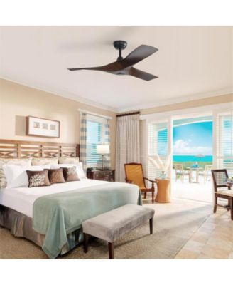 52-inch Modern Black 3 ABS Blades Ceiling Fan without Light with Six-Speed Remote Control and Forward Reverse Rotation Function