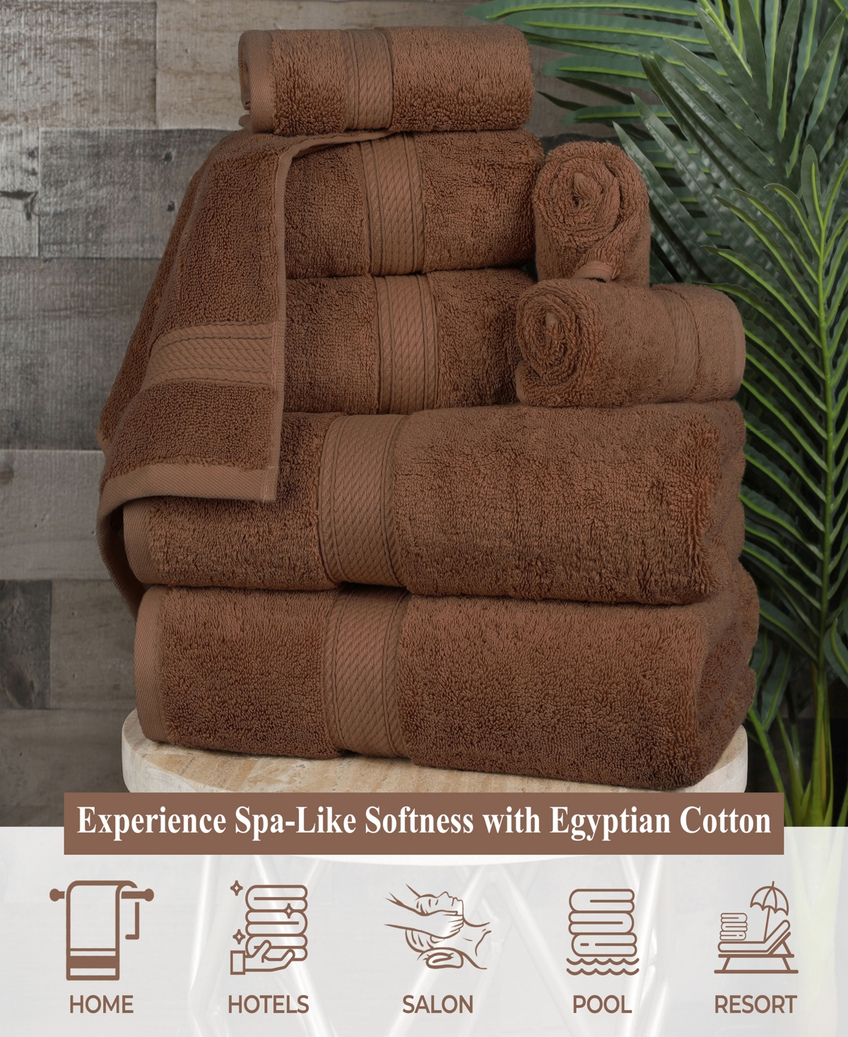 Superior Egyptian Cotton 9-pc. Towel Set In Brown
