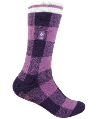 Girls' Toddler 10-6.5 Ella Plaid Slipper Socks