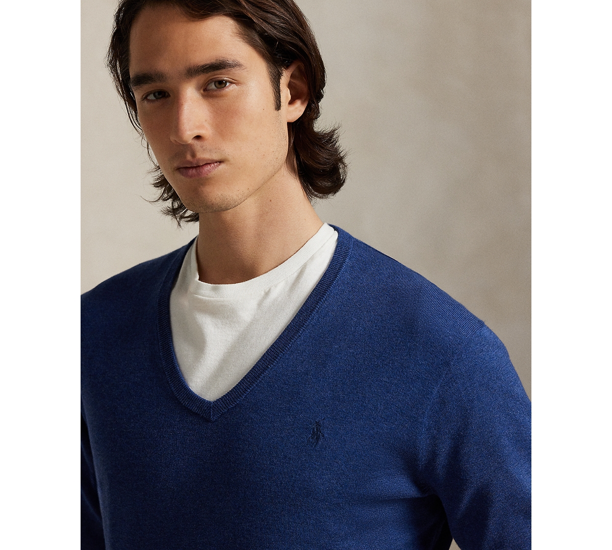 Polo Ralph Lauren Men's Cotton V-neck Sweater In Blue