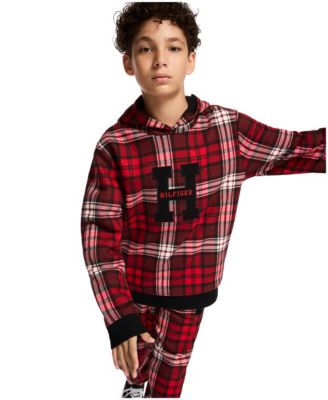 Boys' 8-20 Plaid Monogram Applique Sweatshirt