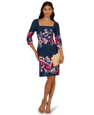 Adrianna Papell - Women's Border Floral Midi Dress
