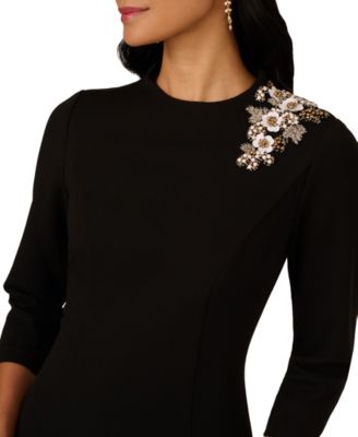 Women's 3D Floral Mock Neck Short Dress