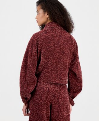 Women's Flocked Animal Printed Long-Sleeve Jacket