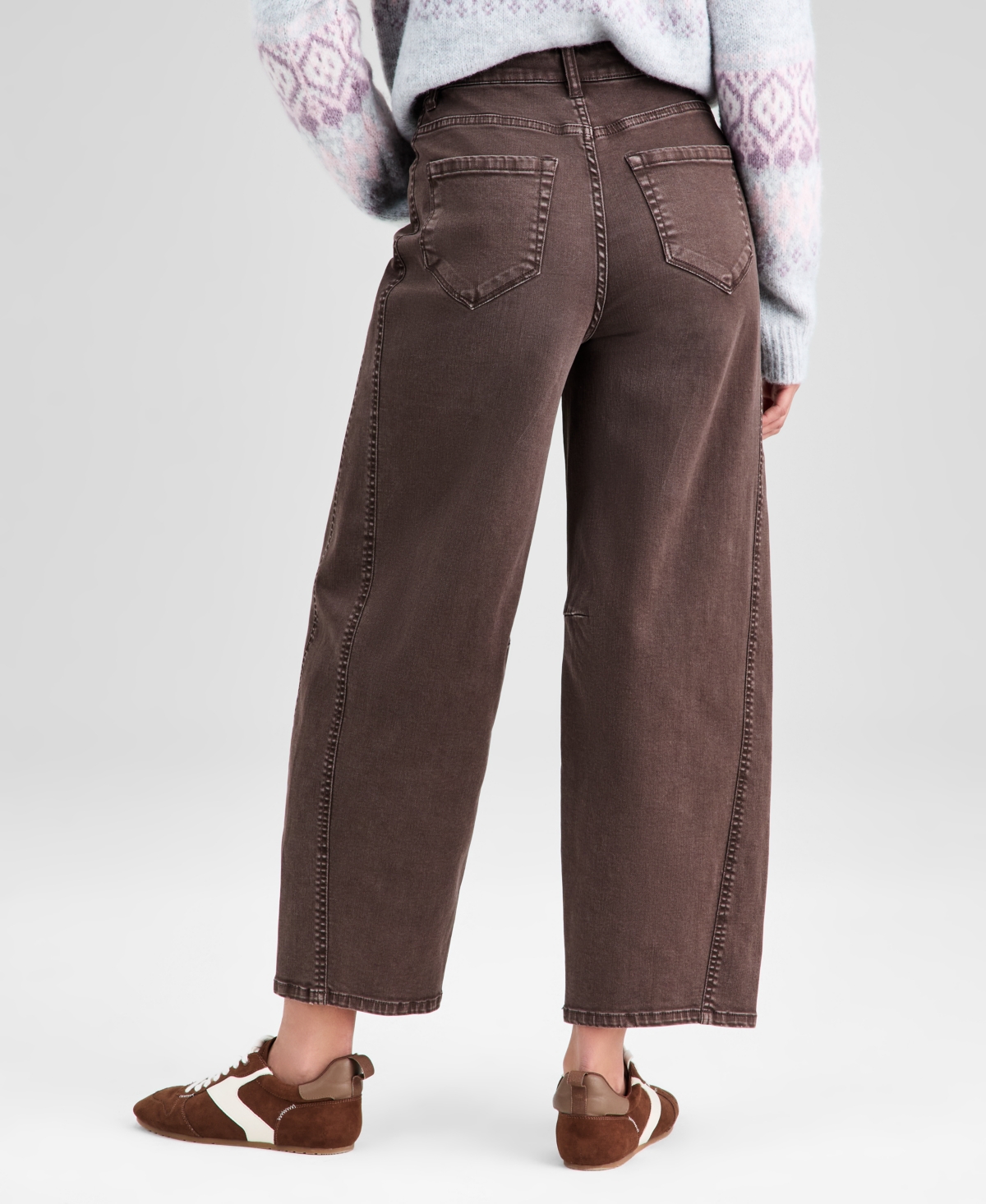 And Now This Women's High-rise Washed Barrel-leg Jeans, Exclusively At Macy's In Brown