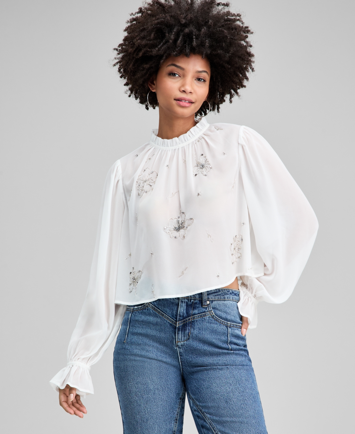 And Now This Women's Beaded Floral Blouse, Macy's Exclusive