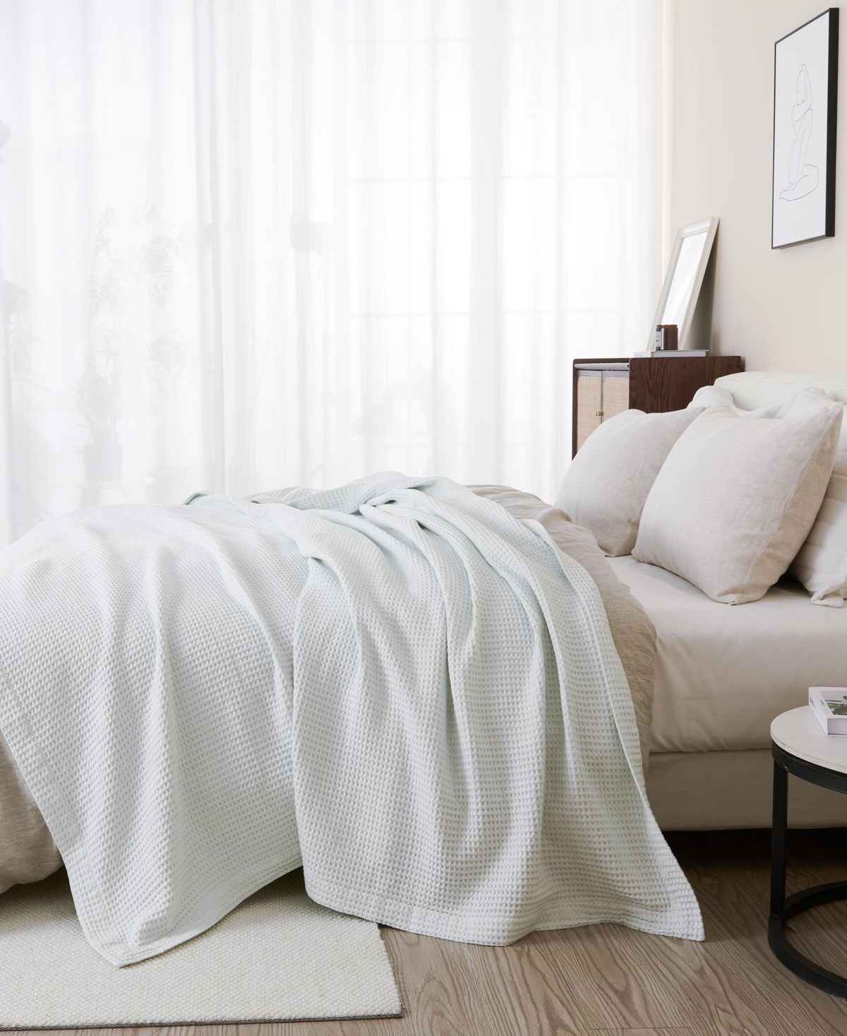 Linery & Co Waffle Weave Textured Cotton Blanket