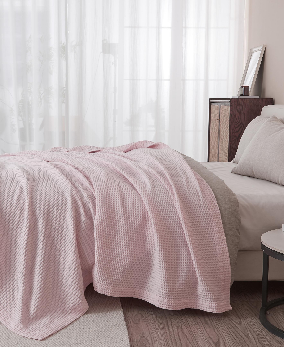 Linery & Co. Waffle Weave Textured Cotton Blanket