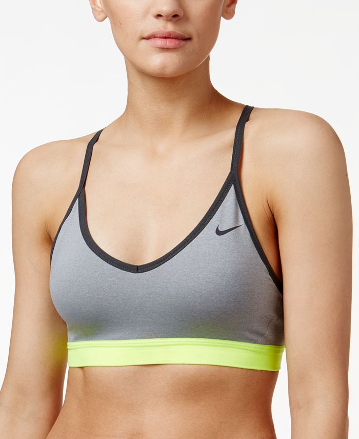 Nike Flyknit Indy Sports Bra Womens Size Small Gray Neon Medium Support