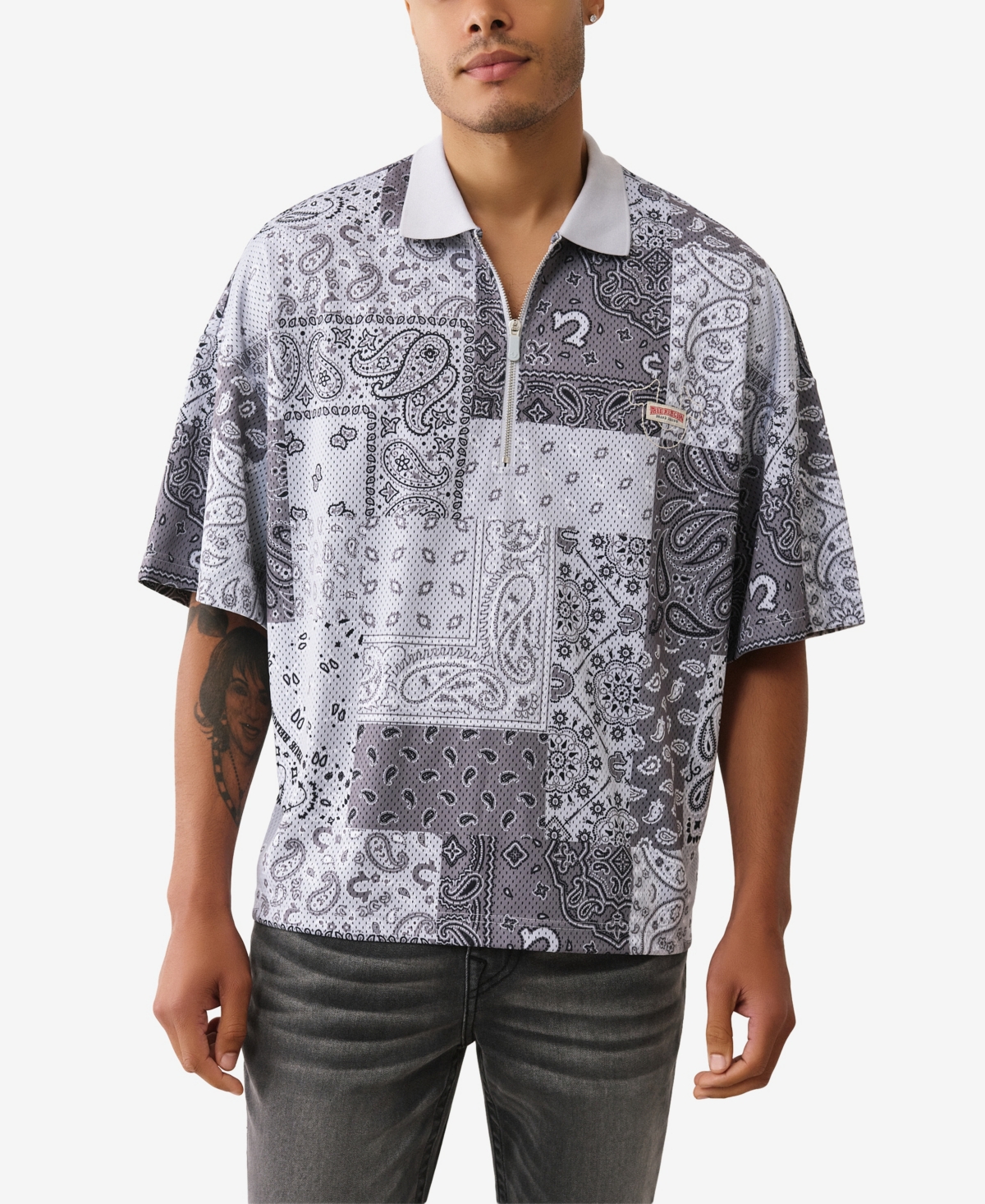 True Religion Men's Bandana Polo Shirt