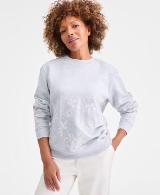 Petite Floral Embroidered Sweatshirt, Macy's Exclusive