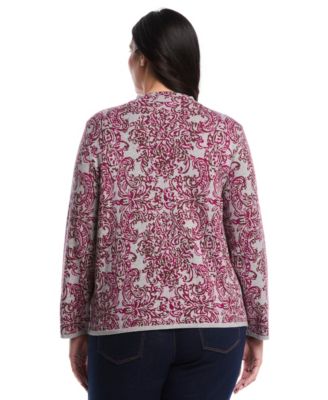 Plus Size Floral Paisley Print Long Sleeve Sweater