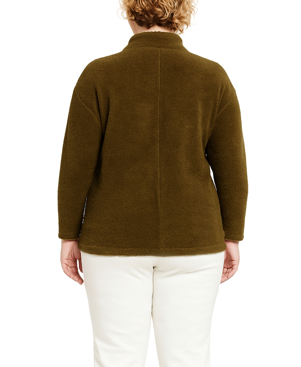 Coin 1804 Plus Size Cozy Rib Cowl Neck Top In Brown