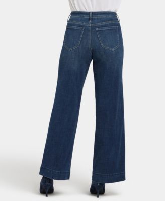 Petite Teresa Button Flap Wide Leg Jeans