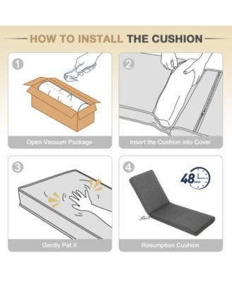 Outdoor Lounger Cushion 41.7''Lx22''Wx3''H Chair Seat Cushion - Set of 2