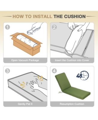 Outdoor Lounger Cushion 41.7''Lx22''Wx3''H Chair Seat Cushion - Set of 2