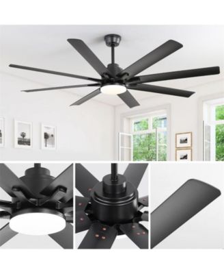 66-inch Modern Black 8-blade Ceiling Fan with Intelligent Remote Control and APP Timing Function for Various Indoor Layouts