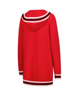 Women's Red Wisconsin Badgers Tri-Blend Rounded Stripe Sweater