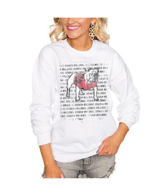 Women's White Georgia Bulldogs Bold Type Perfect Pullover Sweatshirt