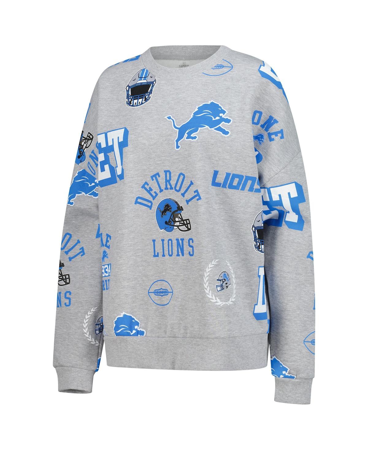 Gameday Couture Women's Heather Gray Detroit Lions Always On Repeat Fleece Sweatshirt In Animal Print