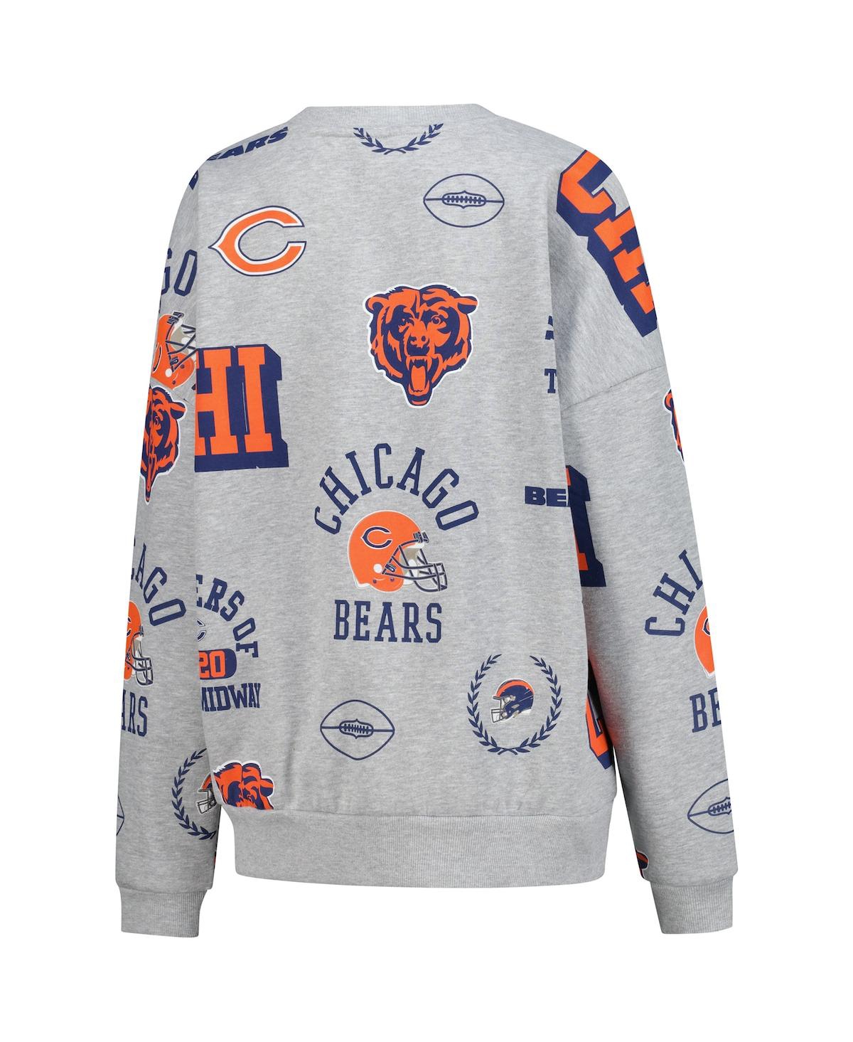 Gameday Couture Women's Heather Gray Chicago Bears Always On Repeat Fleece Sweatshirt In Animal Print