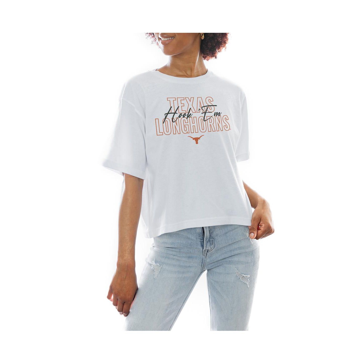 Женская футболка Gameday Couture White Texas Longhorns Slogan Boxy Fit Cropped — фото 1