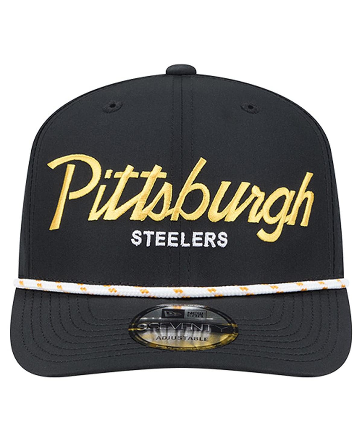 New Era Men's Black Pittsburgh Steelers Script 9SEVENTY Adjustable Hat