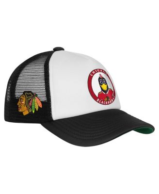 Big Boys and Girls White Chicago Blackhawks Mascot Adjustable Trucker Hat