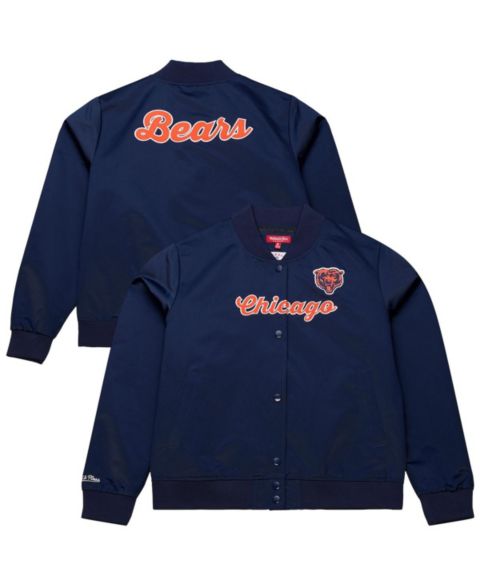 Женские куртки Mitchell & Ness Women's Navy Chicago Bears Full-Snap Satin Jacket