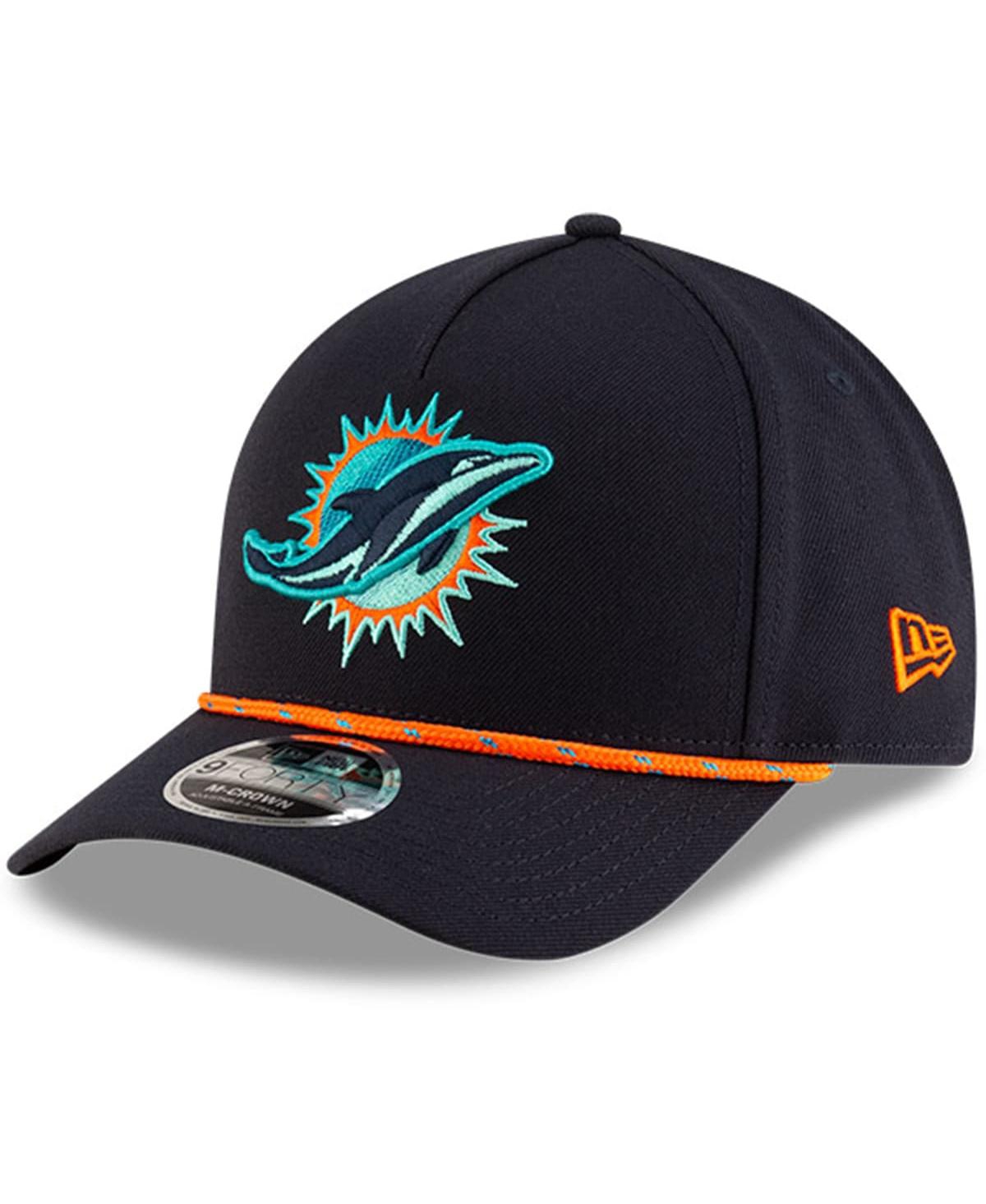 New Era Big Boys and Girls Pitch Blue Miami Dolphins 2025 Rivalries Collection 9FORTY A-Frame Adjustable Hat