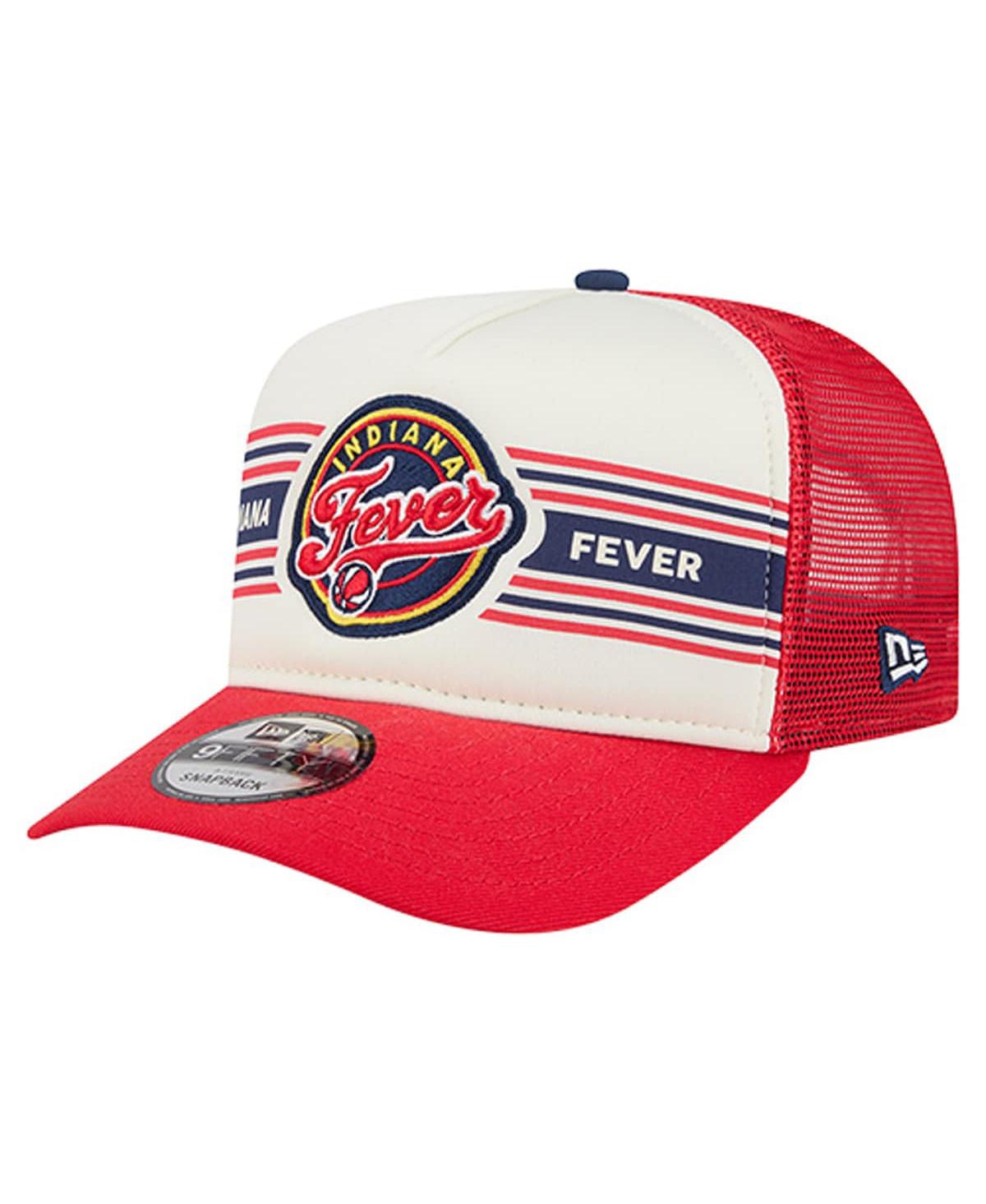 New Era Men's and Women's White/Red Indiana Fever Banner Foam Front 9FIFTY A-Frame Adjustable Trucker Hat