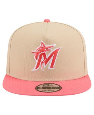 Men's Light Beige/Coral Miami Marlins Color Pack A-Frame 9FIFTY Snapback Hat