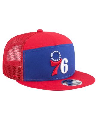 Men's Royal/Red Philadelphia 76ers Outdoor Split Panel 9FIFTY Snapback Hat